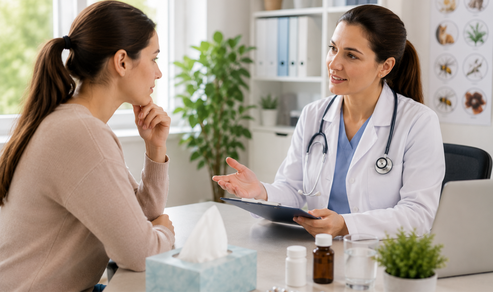 Woman and Doctor Discuss Symptoms scaled